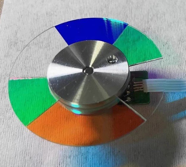 Sharp XG-MX435A projector color wheel-front view, RGWBGW 6 segments