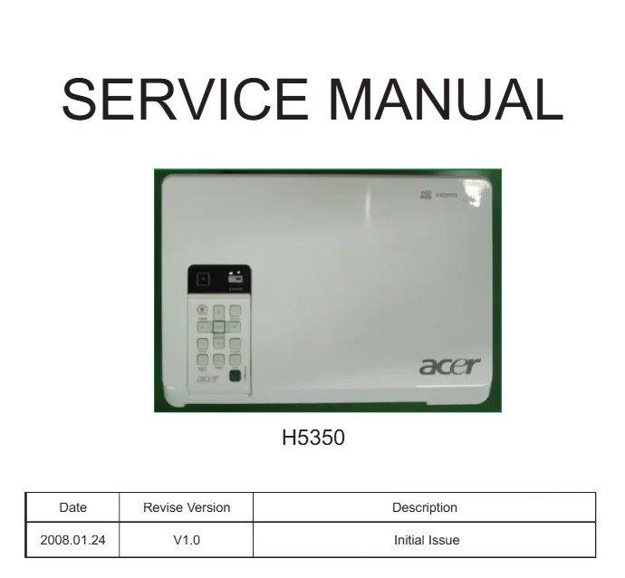 ACER H5350 PROJECTOR SERVICE MANUAL