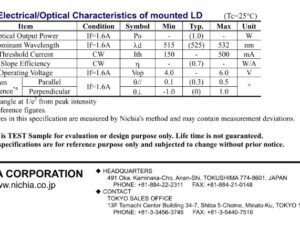 NUBM07 465nm 2.9W Laser Diode Datasheet
