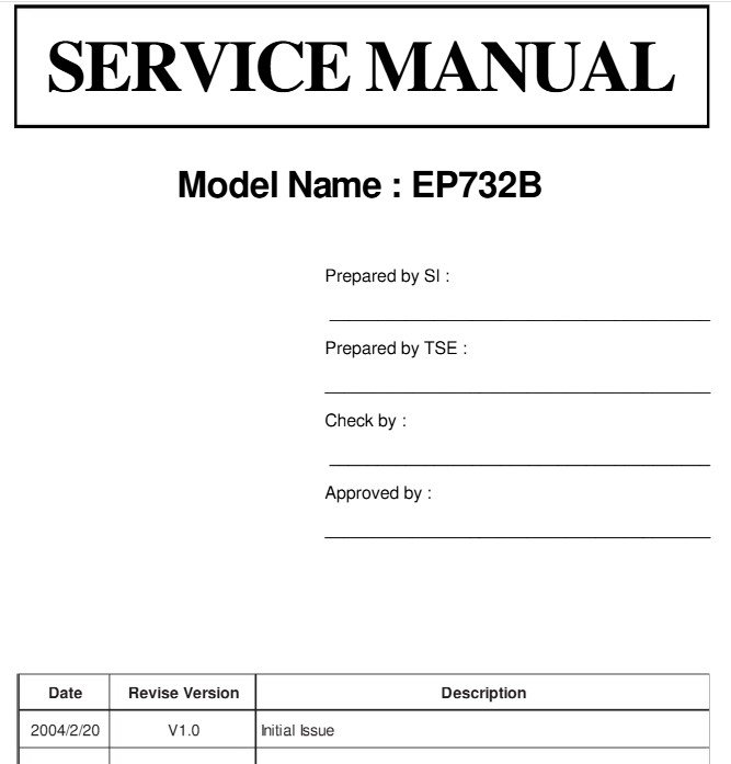 Optoma EP732B service manual-PDF cover