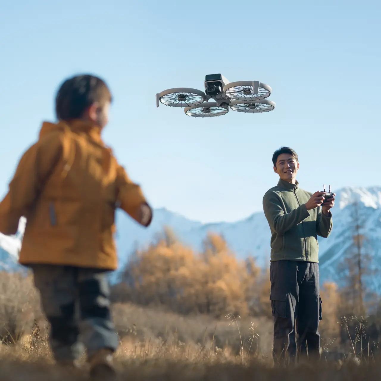 DJI Flip drone flying outdoors capturing 4K HDR video