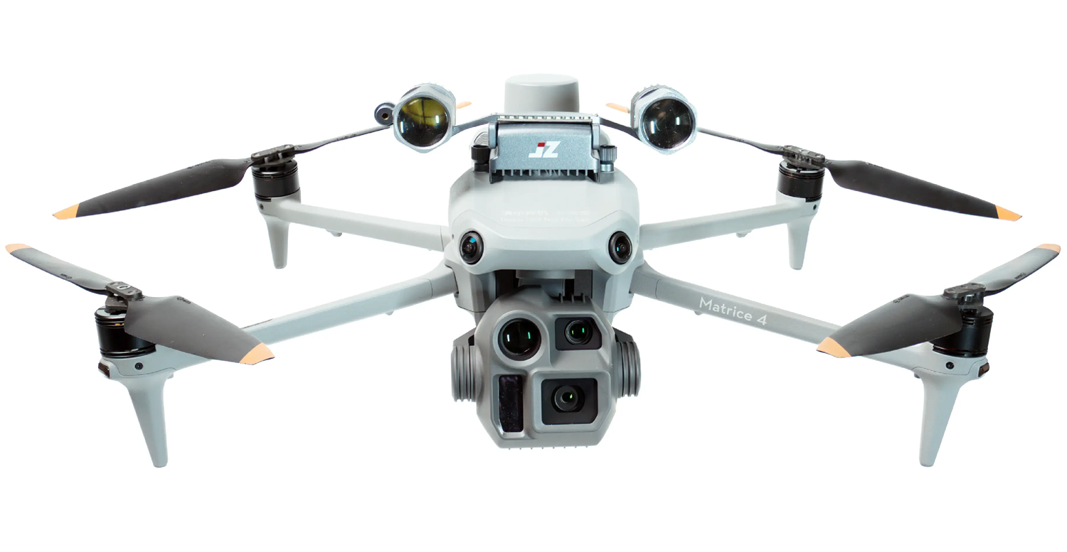 DJI Matrice 4T drone equipped with T30_V2 Matrix Lamp spotlight