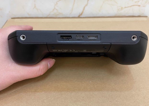 DJI RM510 remote with ports - side view