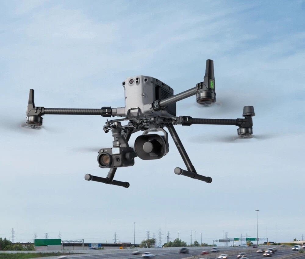 DJI Zenmuse V1 speaker mounted on Matrice 350 RTK drone